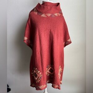 Anthro Aunt Wanda (VTG?) Lrg Rust Wool Blend Dress Embroidered Southwestern Boho